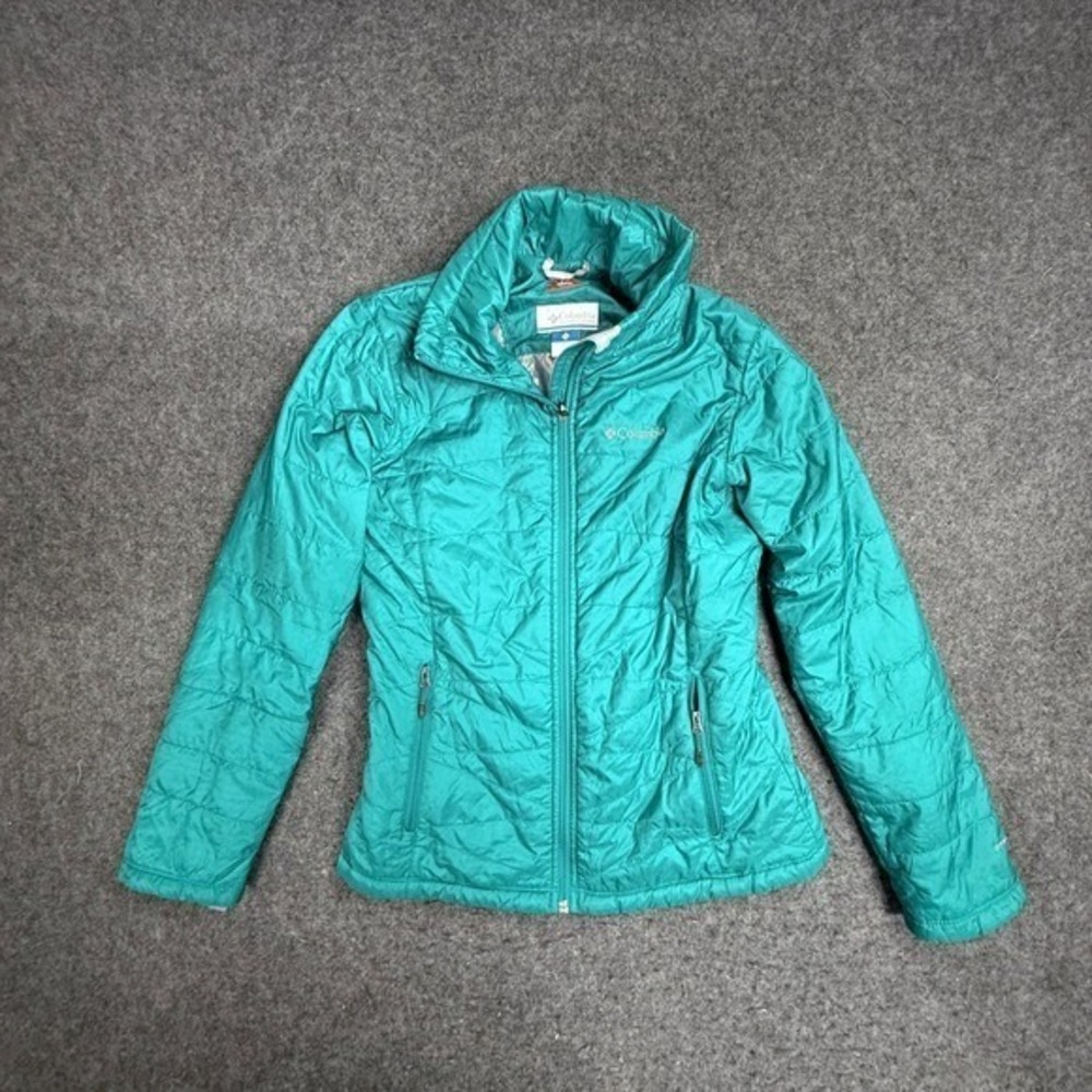 Columbia Omni-Heat Puffer Jacket Womens Small Teal Green Insulated WL5030